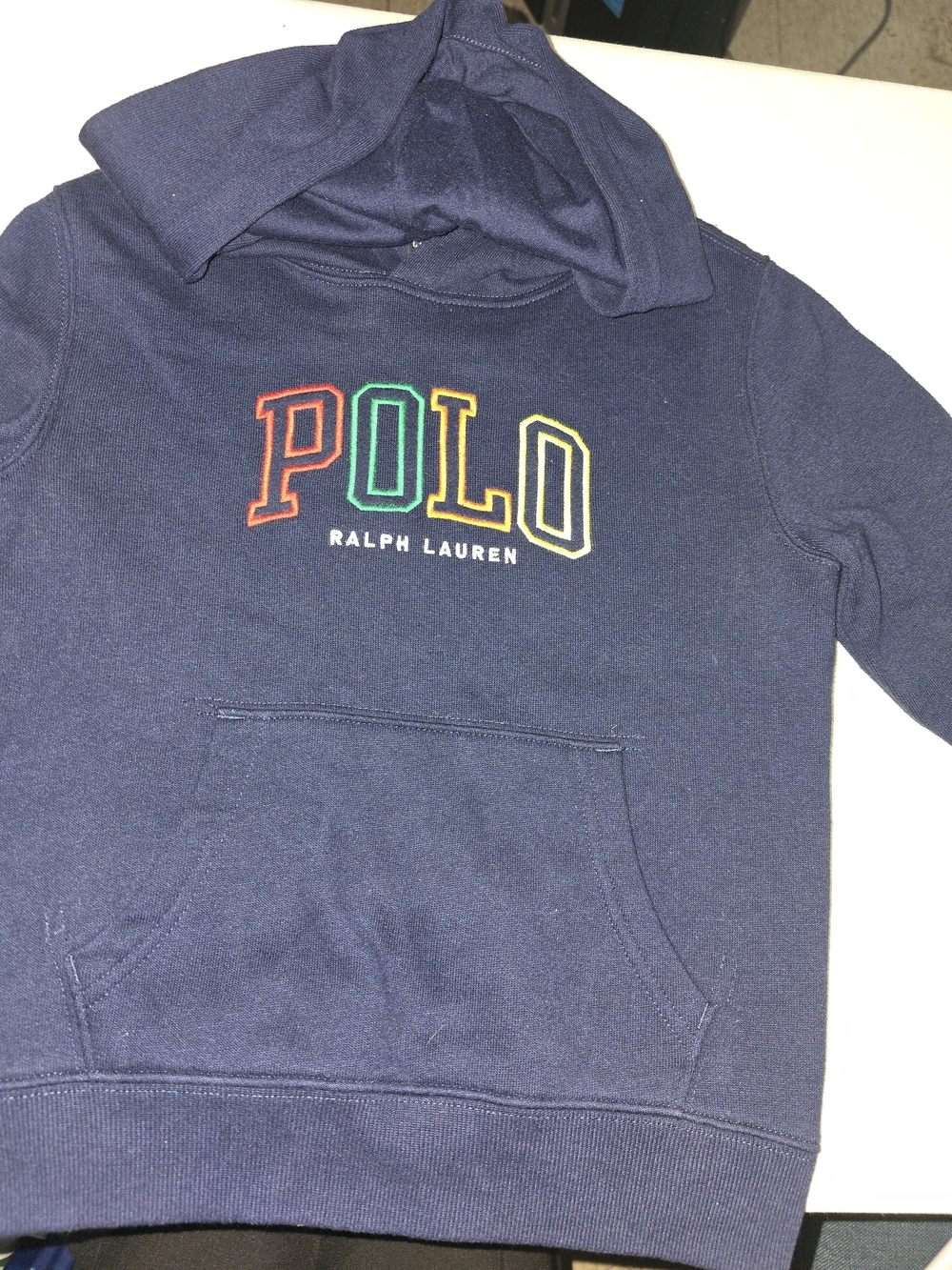 Polo Ralph Lauren Kid's Navy Hoodie Sweatshirt with Multicolor Polo Logo